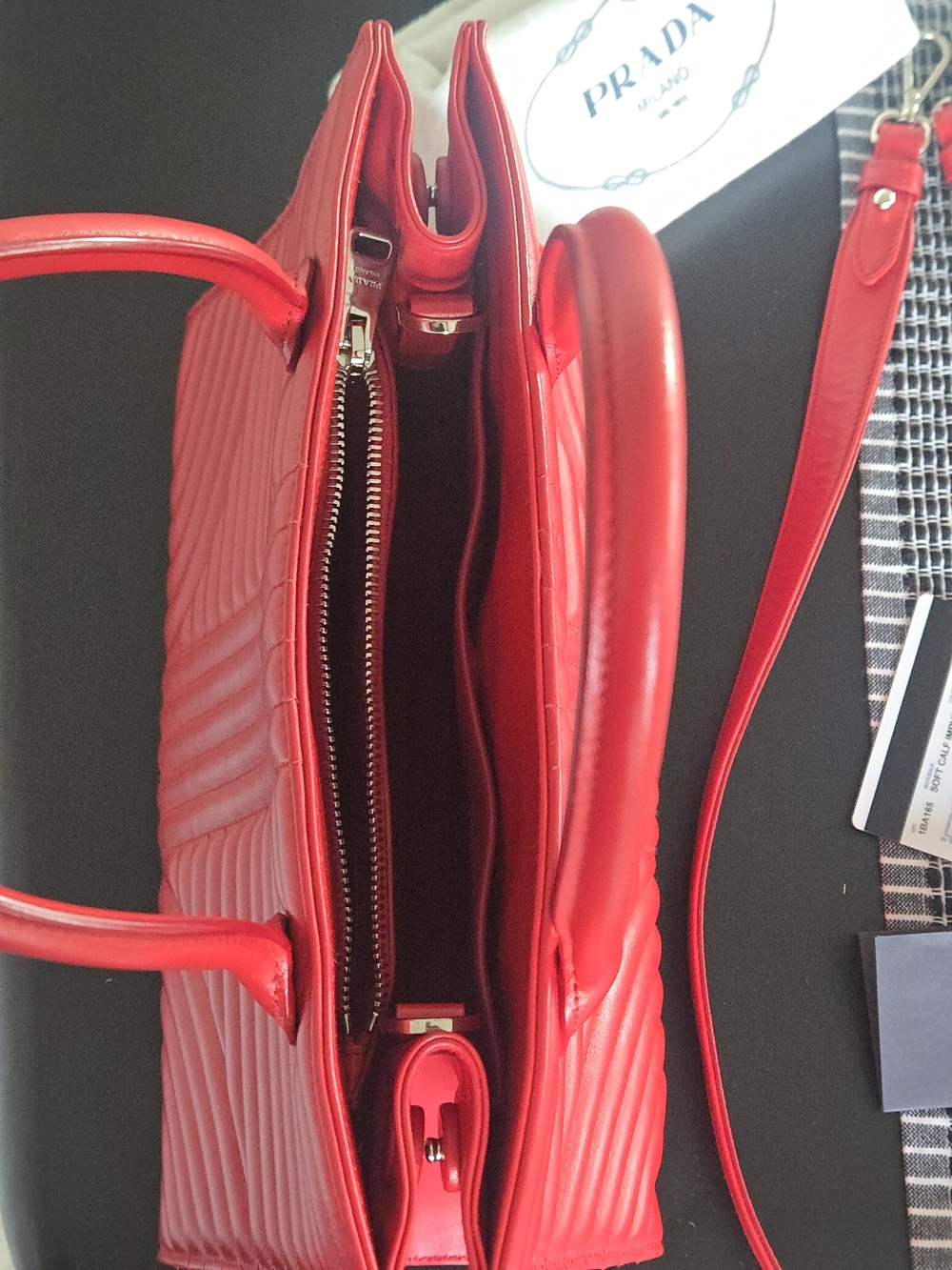Prada Diagramme Convertible Tote – Red Calfskin Leather - Picture 13 of 17